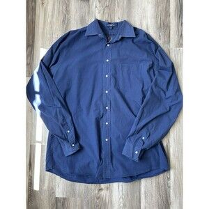 Vintage 90s Tommy Hilfiger Long Sleeve Button Down Shirt Blue Men 17 37/38 Tall
